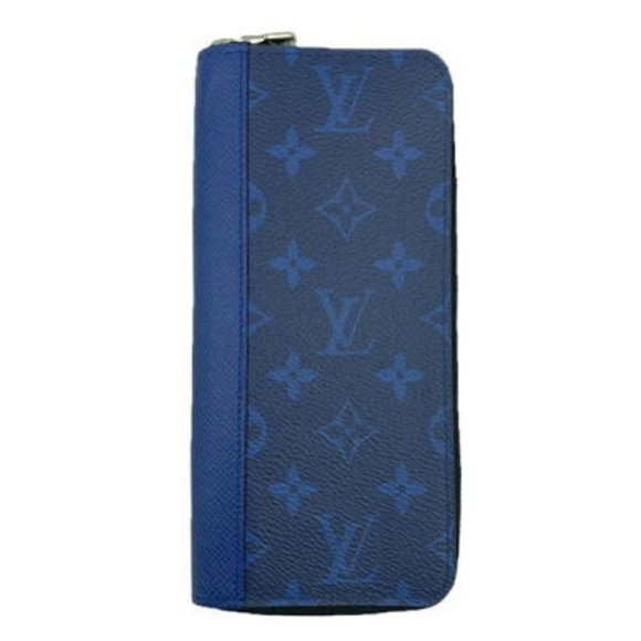 Louis Vuitton Cobalt Wallet Rama Blue Taiga Black Eclipse Zippy Vertical - Picture 1 of 1